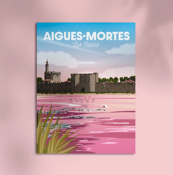 Affiche aigues mortes occitanie les salins camargues