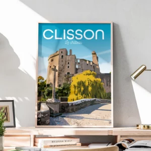 Affiche du château de Clisson vue du pont de la Vallée sous le soleil