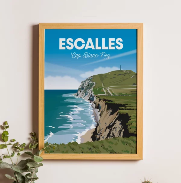 Affiche Escalles Cap blanc nez pas de calais falaise ocean nord