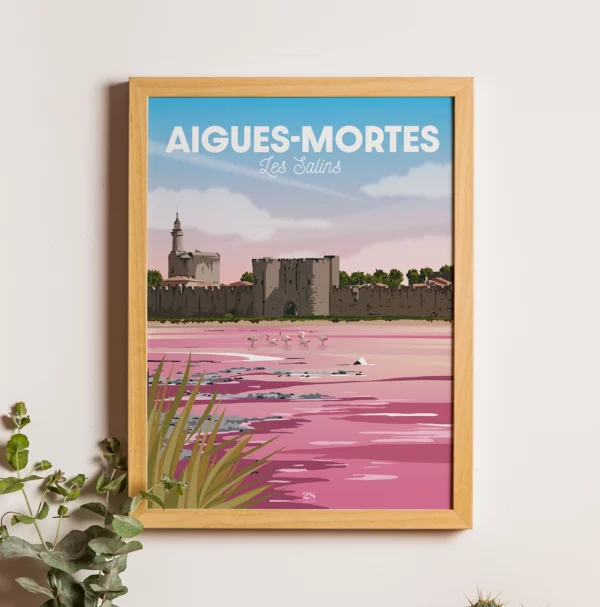 Affiche aigues mortes occitanie les salins camargues