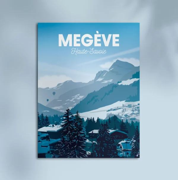 Affiche Megève Haute Savoie Montagne Sport d'hiver