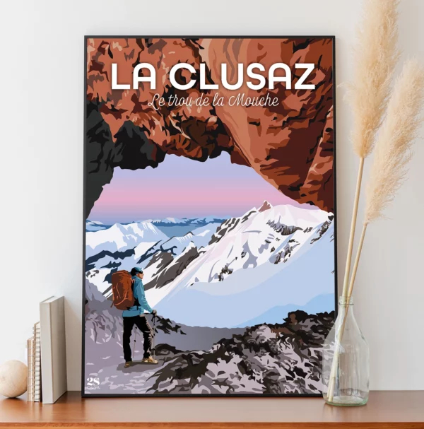 Affiche la Clusaz randonnée du Trou de la Mouche en Haute Savoie