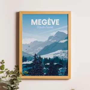 Affiche Megève Haute Savoie Montagne Sport d'hiver